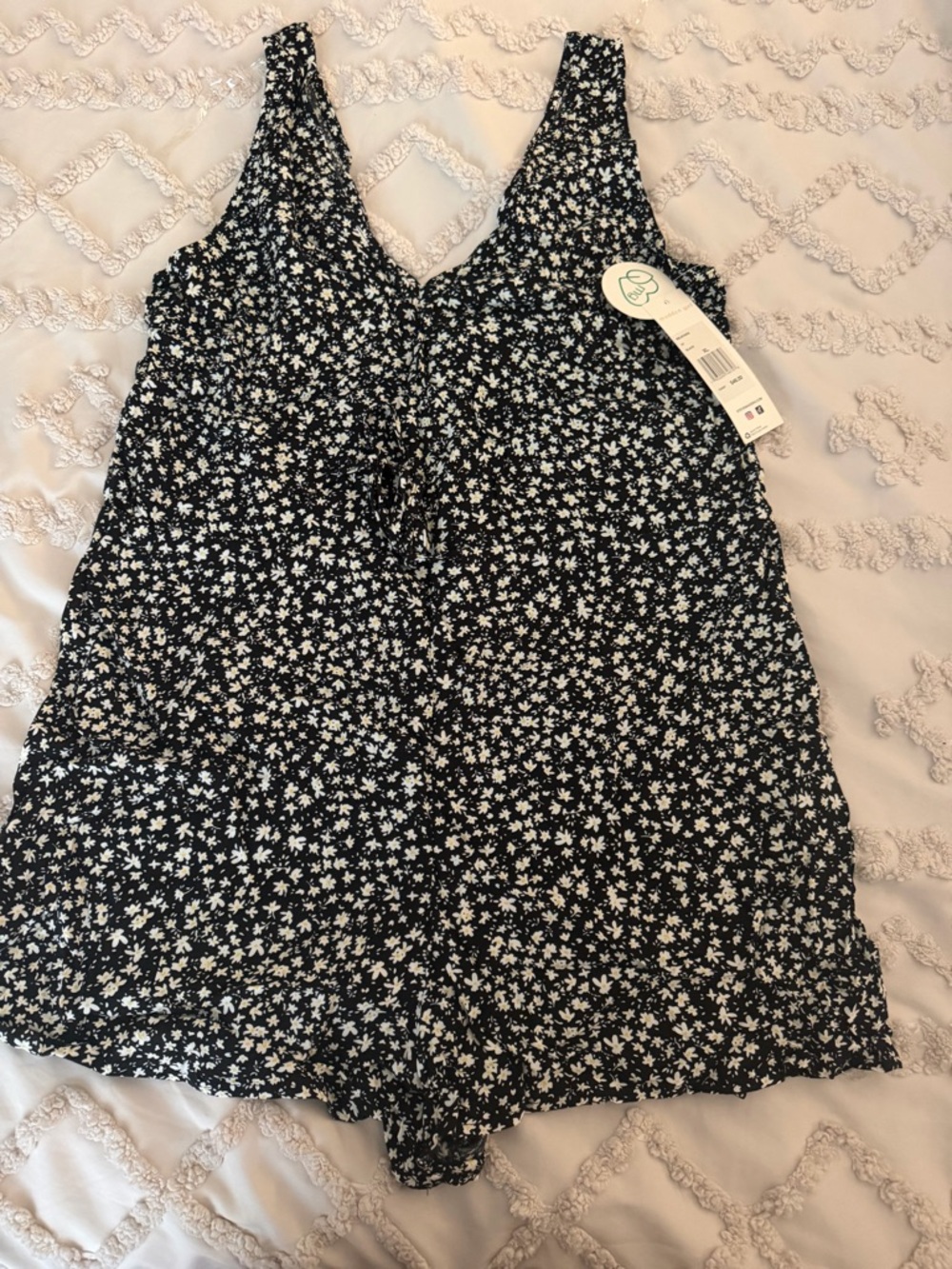 Madden Girl Black and White Floral V-Neck Romper